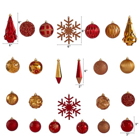 52ct. 6" & Gold Shatterproof Ornament Set